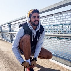 Someone about to go on a run